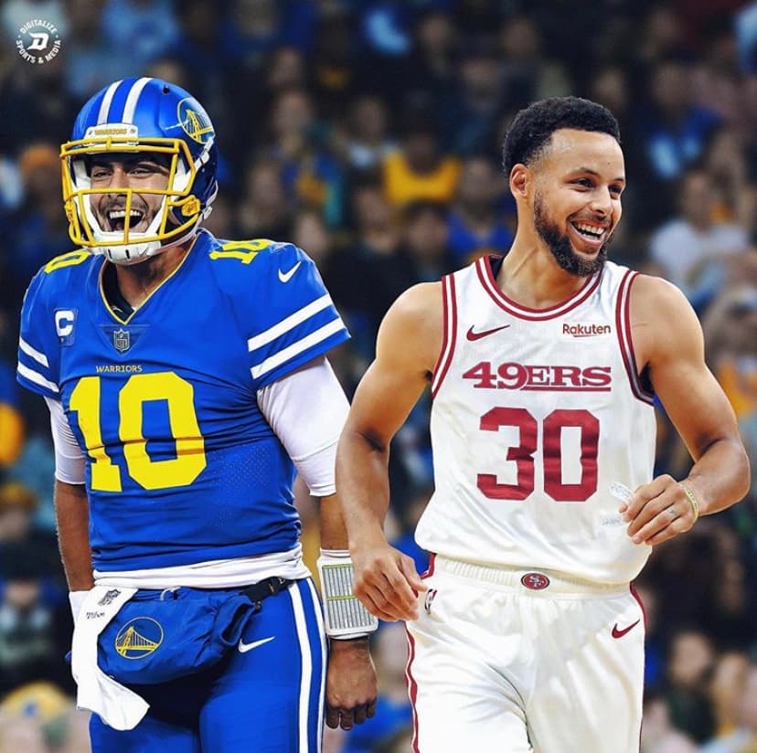 Jimmy Garoppolo #10 por Golden State Warriors y Stephen Curry #30 por San Francisco 49ers.
