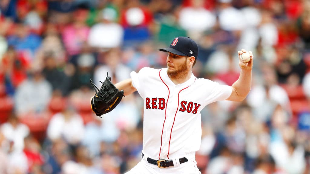 BOSTON, MASSACHUSETTS - JULY 18: Starting pitcher Chris Sale #41 of the Boston Red Sox pitches at the top of the fourth inning of the game against the Toronto Blue Jays at Fenway Park on July 18, 2019 in Boston, Massachusetts. (Photo by Omar Rawlings/Getty Images)