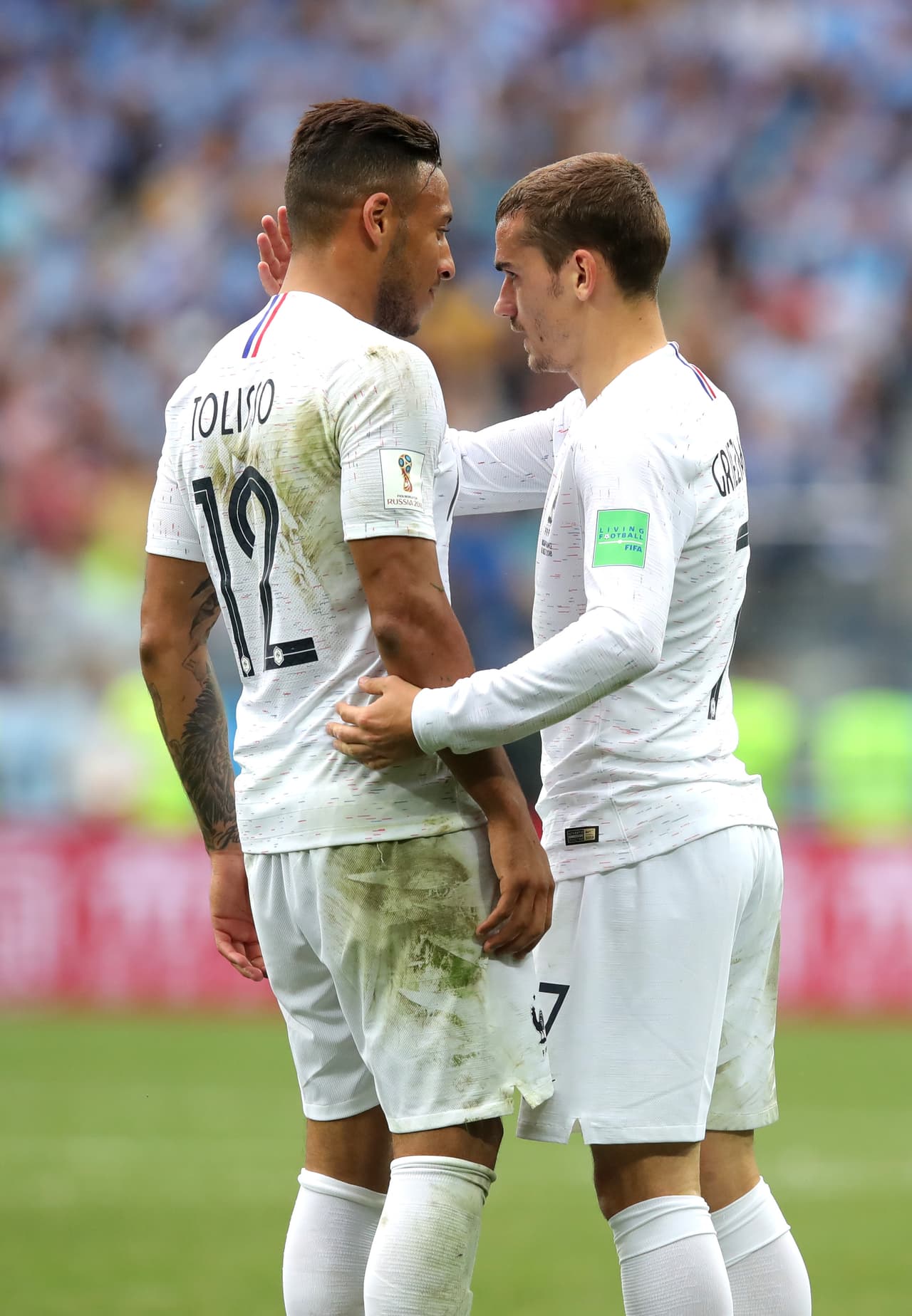 Fue la tercera anotación del francés en este Mundial, iniciando su carrera por pelear alguna de las Botas, a pesar de no celebrarlo por su afinidad con el pueblo uruguayo.