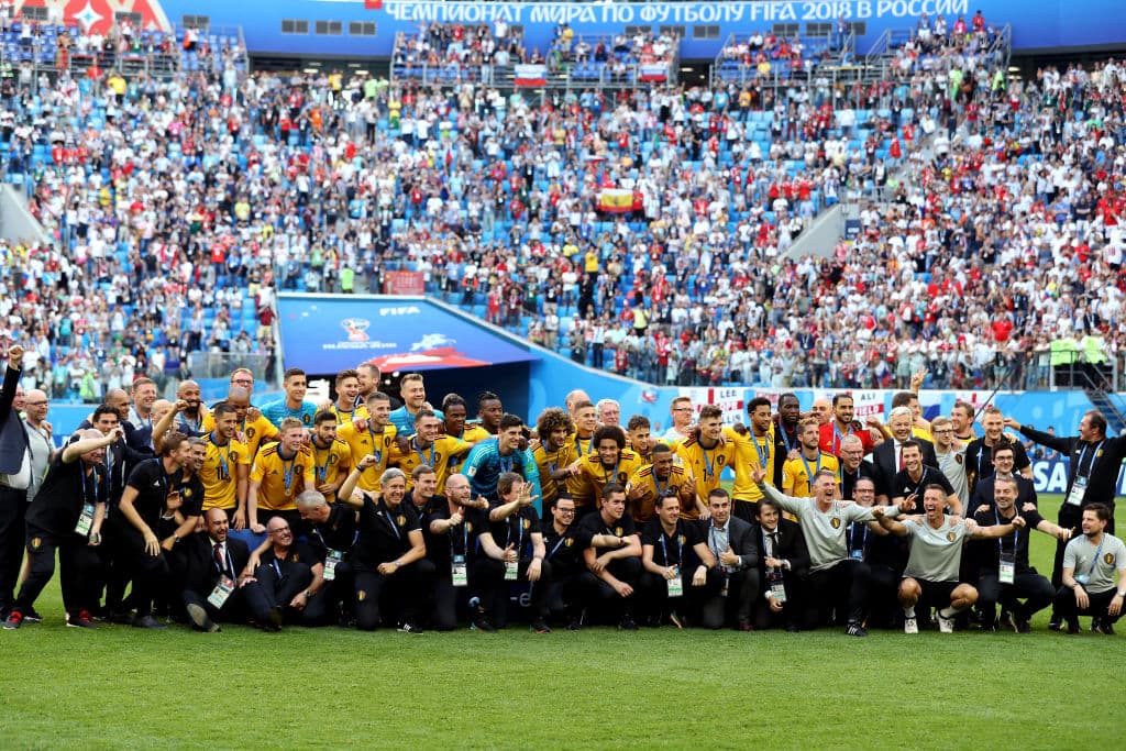 Los jugadores de Bélgica celebran la obtención del tercer lugar.