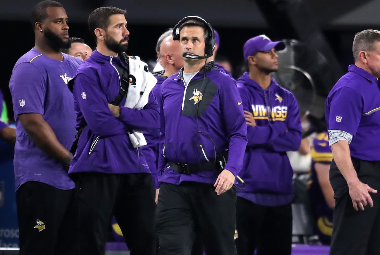 MINNEAPOLIS, MN - DECEMBER 1: Interim Minnesota Vikings head coach Mike Priefer on the sidelines during the fourth quarter of the game against the Dallas Cowboys on December 1, 2016 at US Bank Stadium in Minneapolis, Minnesota. (Photo by Adam Bettcher/Getty Images)