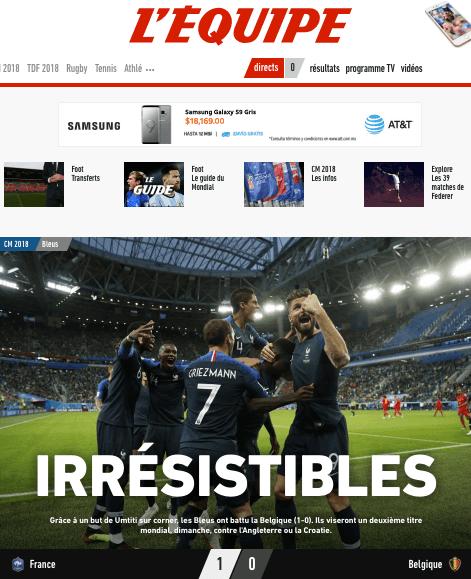 El diario deportivo francés L'Equipe fue muy sencillo y contundente: "Irresistible".