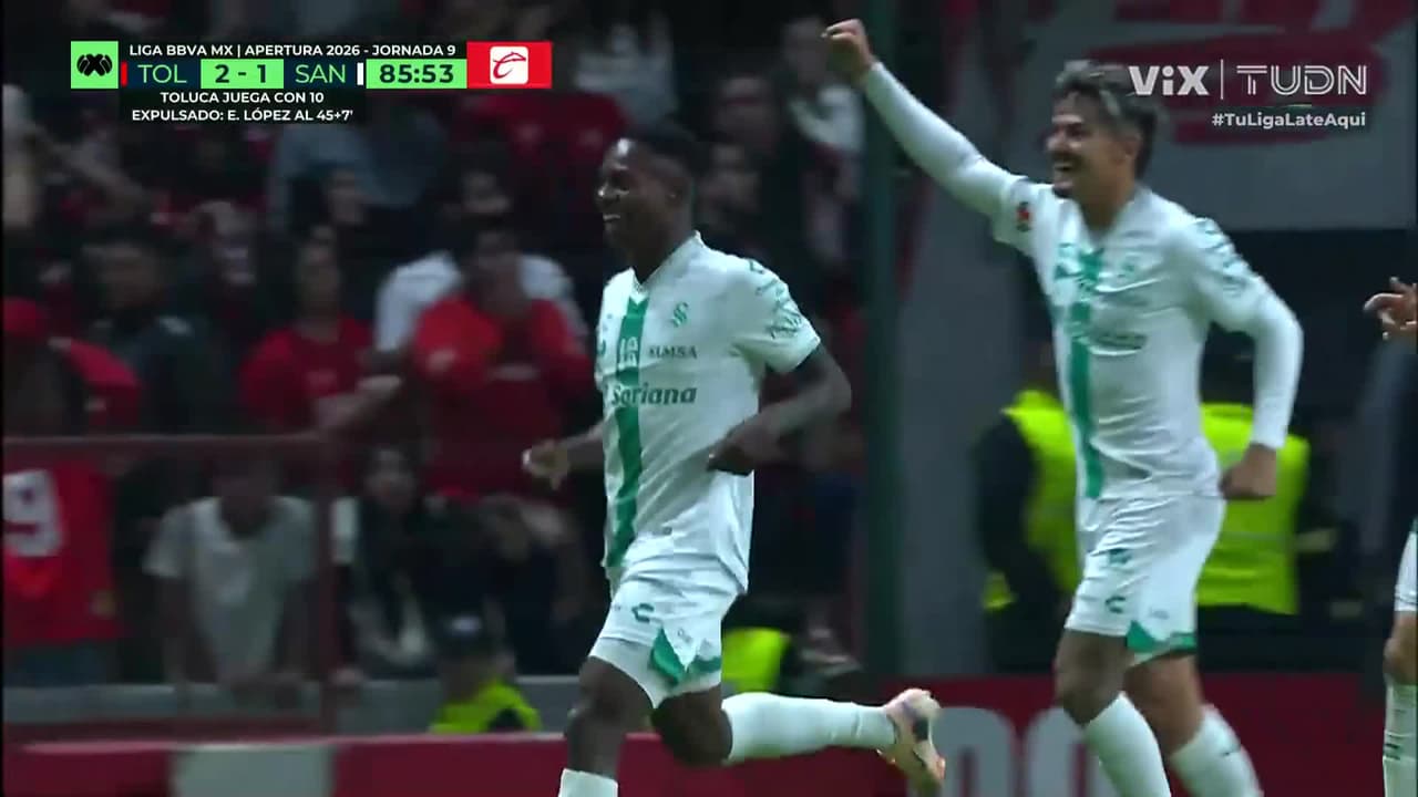 ¡Lo empató Santos! Enfermo golazo de Kevin Palacios para poner el empate