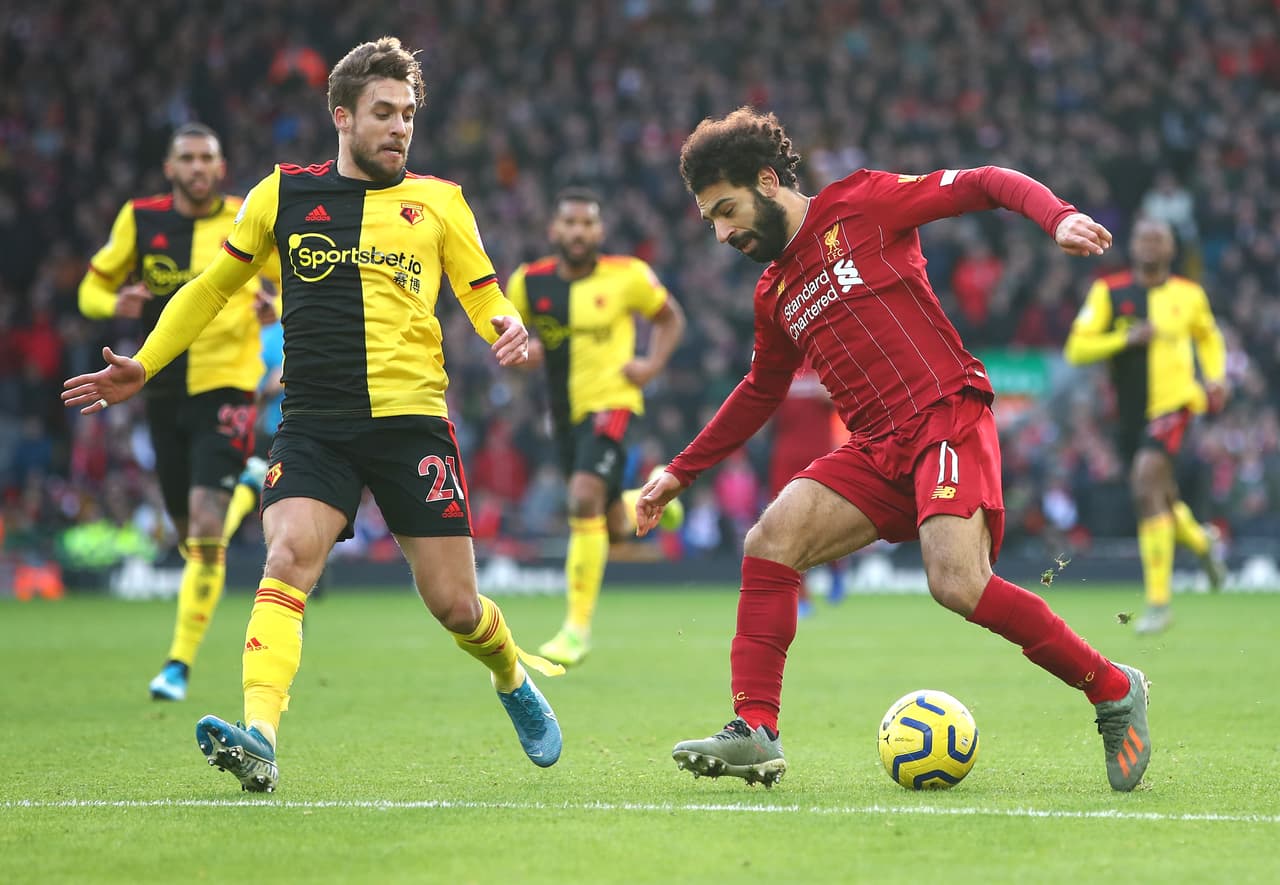 Salah (38´, 90’) marcó lo goles por los locales. Liverpool lega a 49 unidades, mientras que Watford sólo acumula 9.