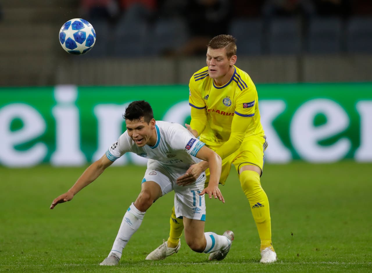 La situación para PSV Eindhoven y para Hirving Lozano no fue cómoda en el arranque del juego en Bielorrusia.