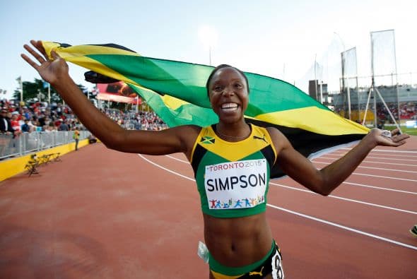 De Grasse y la jamaiquina Sherone Simpson se consagraron como rey y reina de la velocidad en Toronto. Simpson, una veterana de 30 años, que recién purgó una suspensión de dopaje, se coronó en los 100 femeninos.