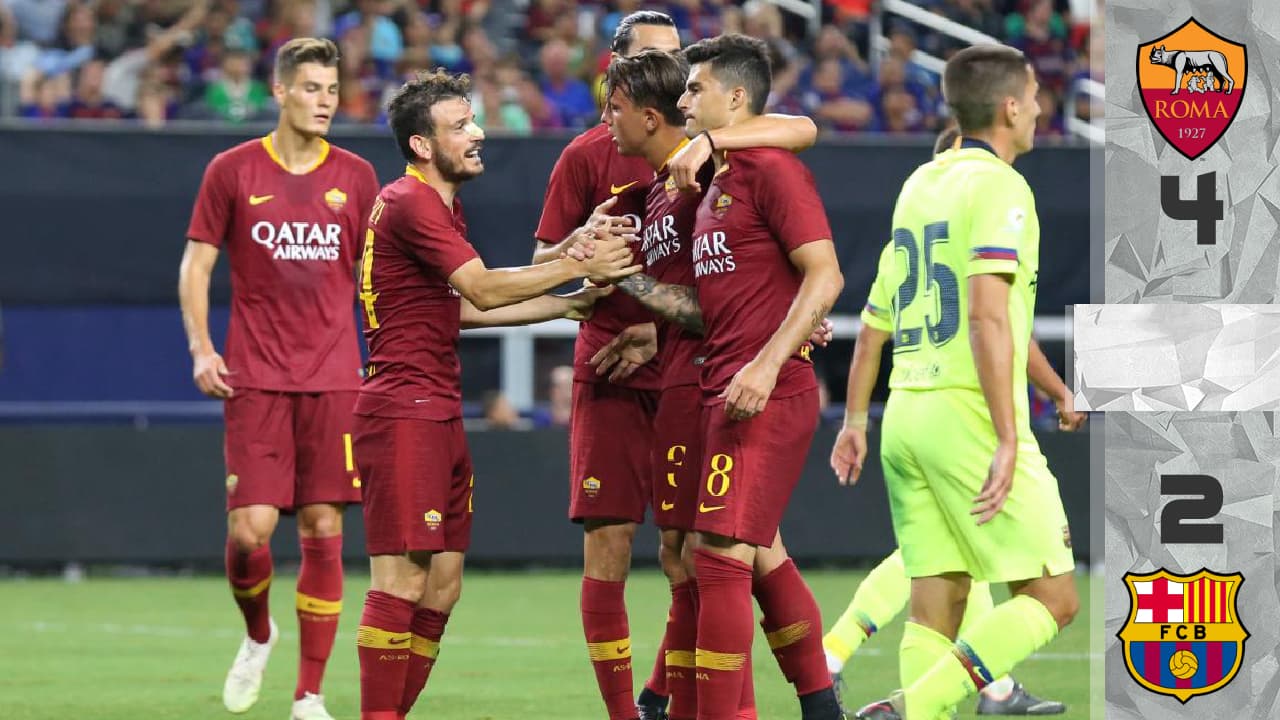 Roma se impuso 4-2 contra Barcelona en un duelo de International Champions Cup en el que volvió a remontar contra los catalanes. Ambos equipos tuvieron nóminas suplentes.