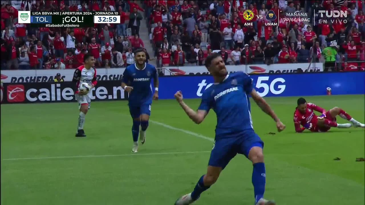 ¡Gol de Toluca! Paulinho madruga a la defensa y firma la anotación