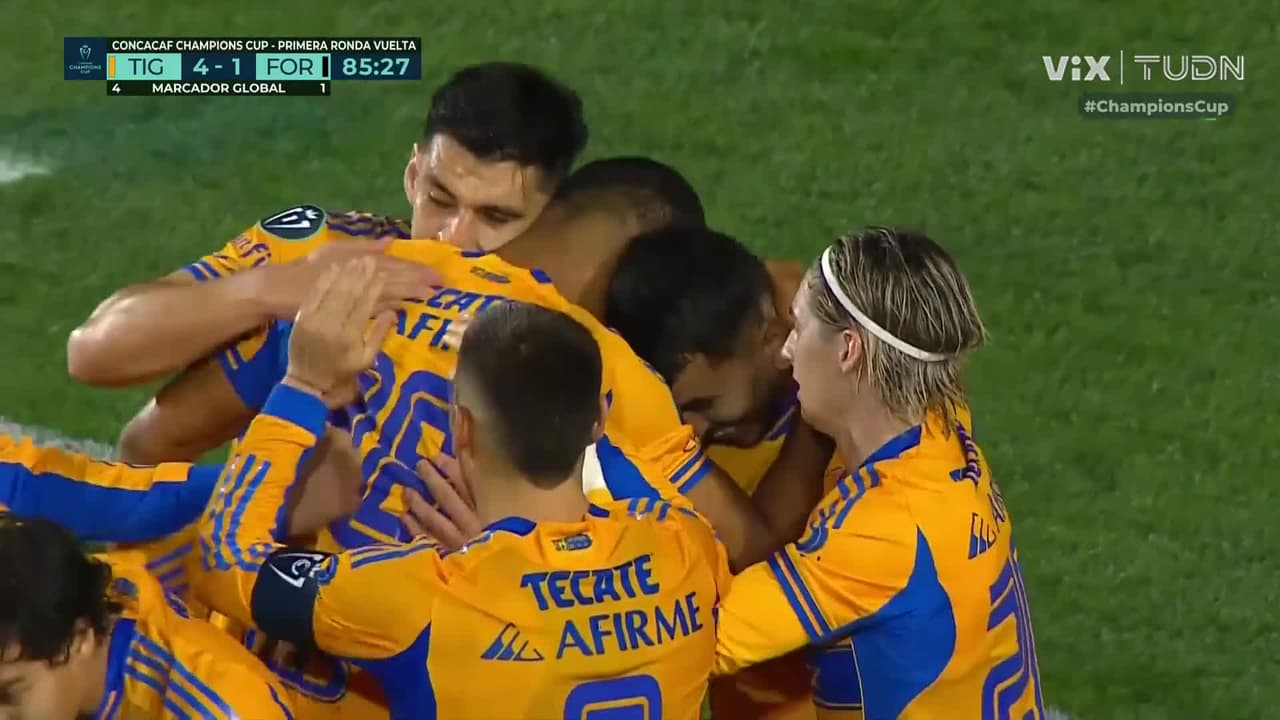 ¡Ya es goleada! Joaquim anota el cuarto y Tigres está aplastando a Forge