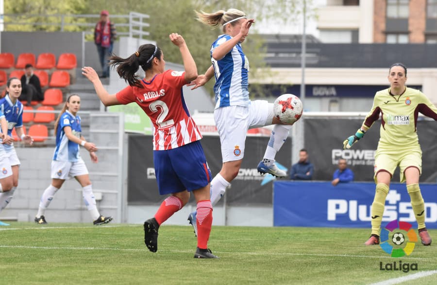 Kenti Robles: la defensora del Atlético de Madrid se reportó con una asistencia en el triunfo por 2-0 sobre el Espanyol en la Liga Iberdrola.