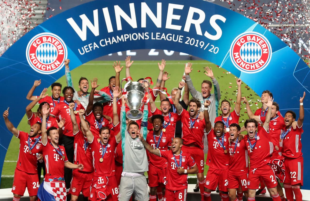 Bayern celebra su campeonato en Lisboa.