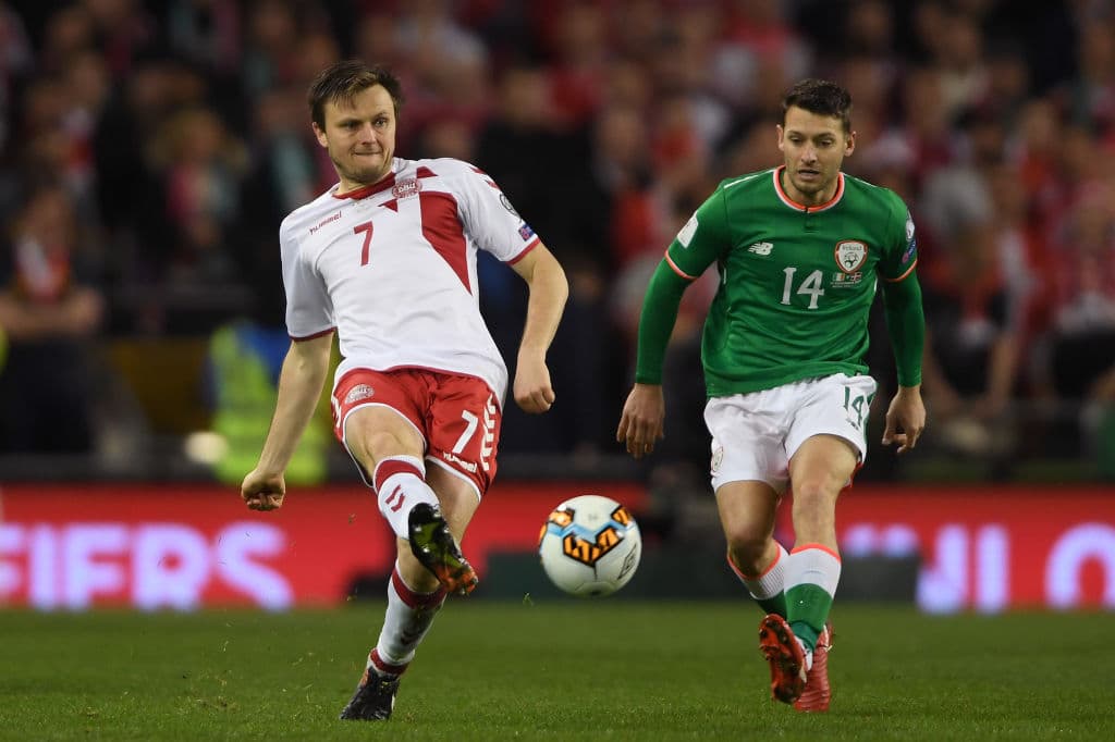 William Vitved Kvist , jugador de tiempo completo con el FC Copenague, es uno de los grandes veteranos del equipo danés, con 33 años de edad y 78 convocatorias nacionales de experiencia.