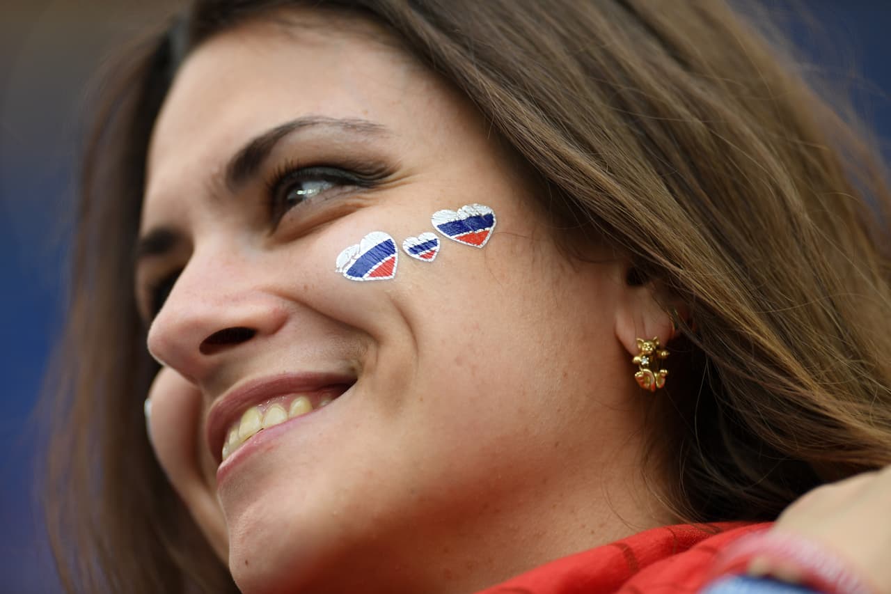 MOSCOW, RUSSIA - JUNE 14: A russian fan looks on prior to the 2018 FIFA World Cup Russia Group A match between Russia and Saudi Arabia at Luzhniki Stadium on June 14, 2018 in Moscow, Russia. (Photo by Matthias Hangst/Getty Images)