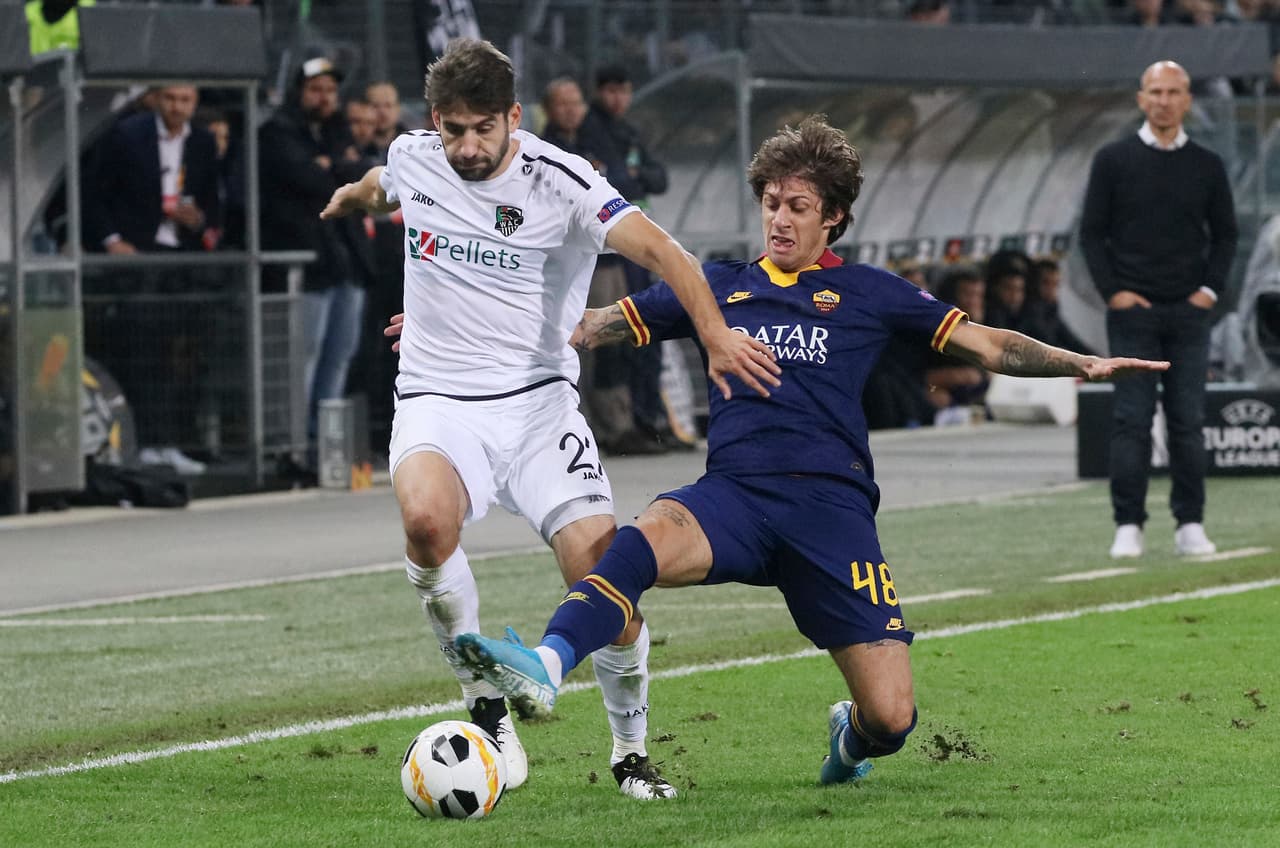 Liendl empató para el Wolfsberger, tras el gol de Spinazzola para la Roma.