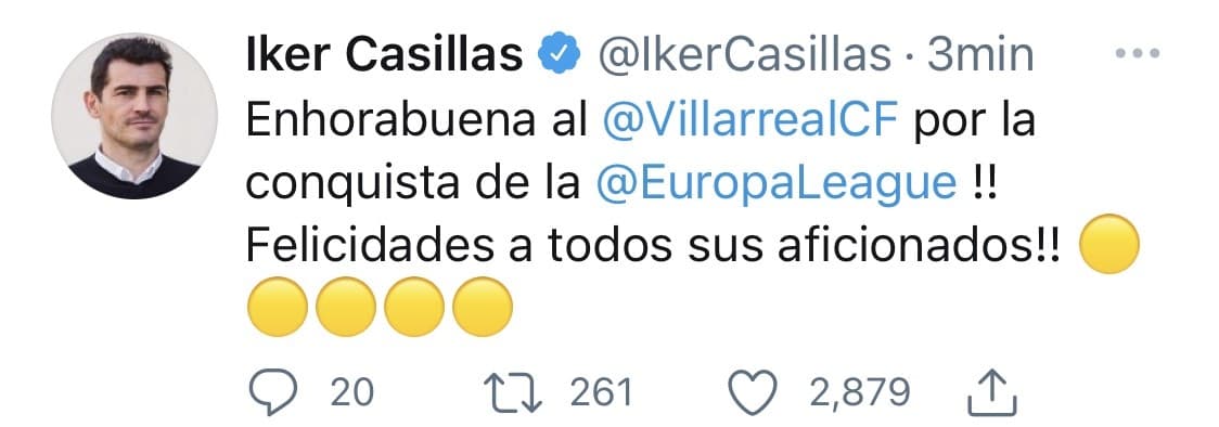 El mundo reacciona para felicitar al Villarreal luego de haber conseguido el primer titulo de Europa League de su historia.