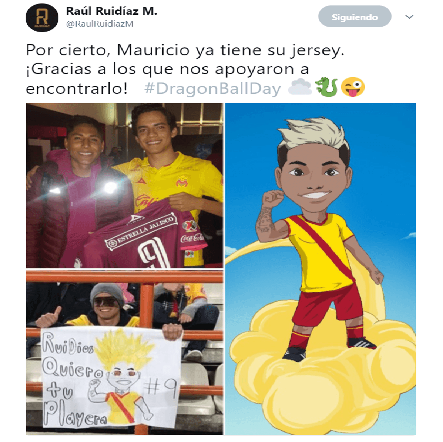 Raúl Ruidíaz, delantero de Monarcas, presumió el jersey que le regaló a un fan luego de que éste dibujara al futbolista peruano como Super Sayayín y le pidiera su playera.