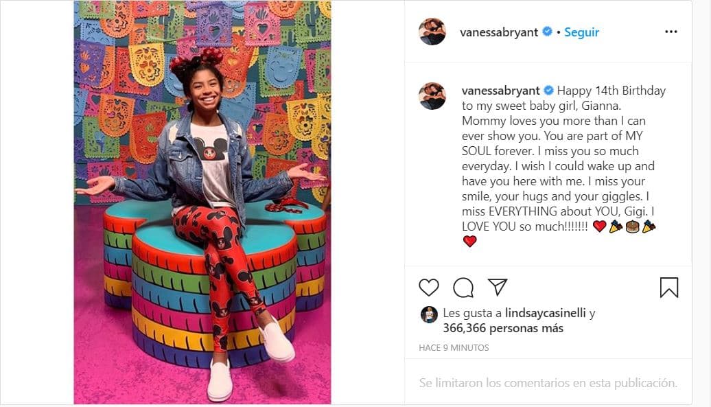 Gianna Bryant, hija de Kobe, cumpliría hoy 14 años