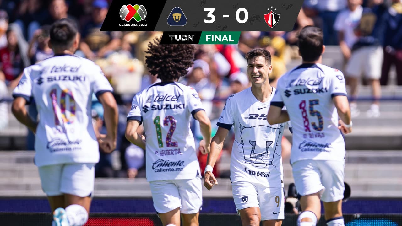 Pumas golea al Atlas con un Dinenno histórico y un 'Chino' Huerta pletórico