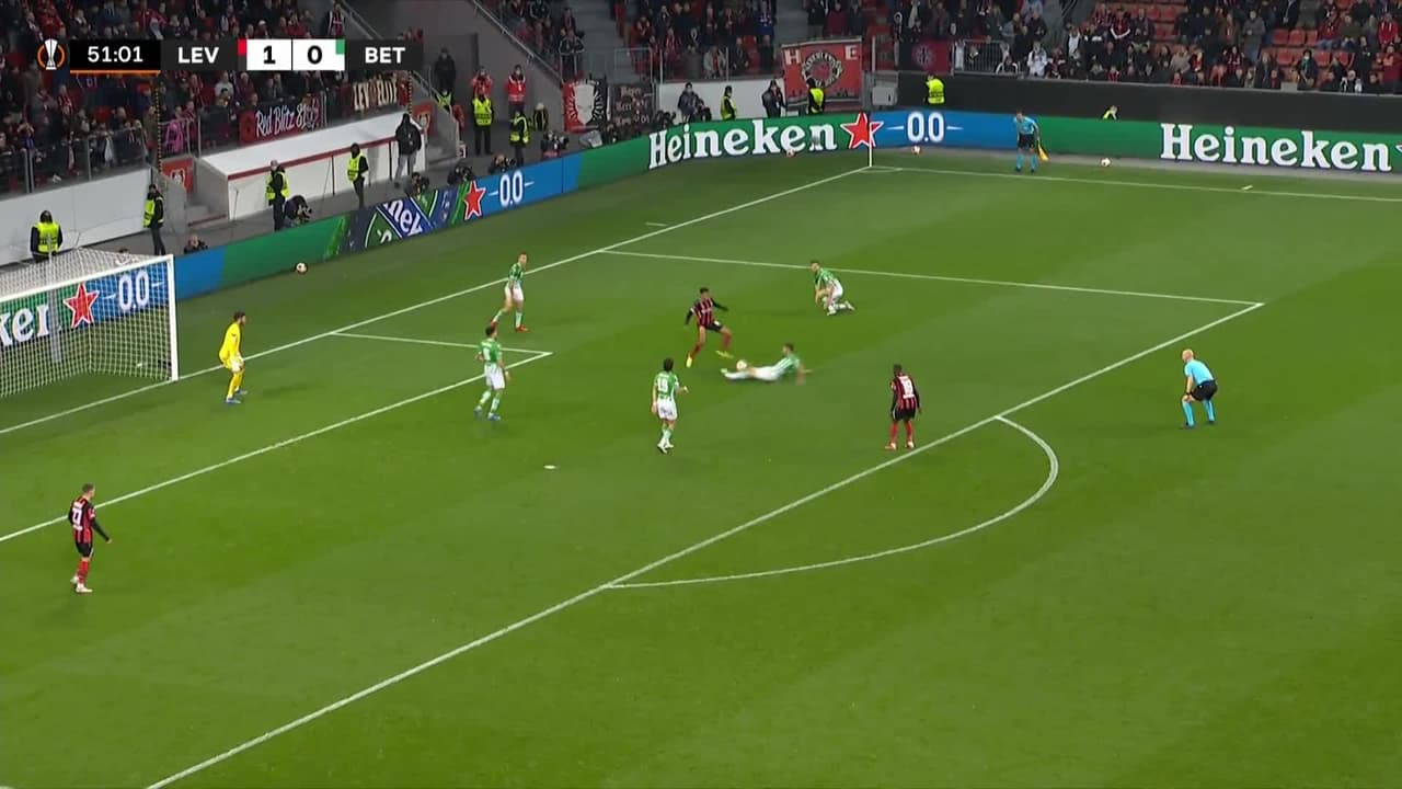 ¡GOL!  anota para Bayer 04 Leverkusen. Moussa Diaby