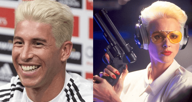 Con el cabello rubio, hay usuarios que dicen que Sergio Ramos se parece a la actriz y cantante noruega Brigitte Nielsen.