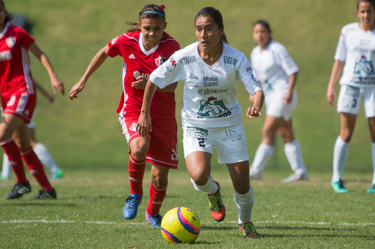 Action photo during the match between Atlas vs Leon, corresponding to day 3 of Liga MX Femenil of the Closing Tournament 2018, in Cancha Alfredo -Pistache- Torres. Foto de accion durante el partido Atlas vs Leon, correspondiente a la jornada 3 de la Liga MX Femenil del Torneo Clausura 2018, en Cancha Alfredo -Pistache- Torres, en la foto: Claudia Anguiano de Leon 20/01/2018/MEXSPORT/Cristian de Marchena.