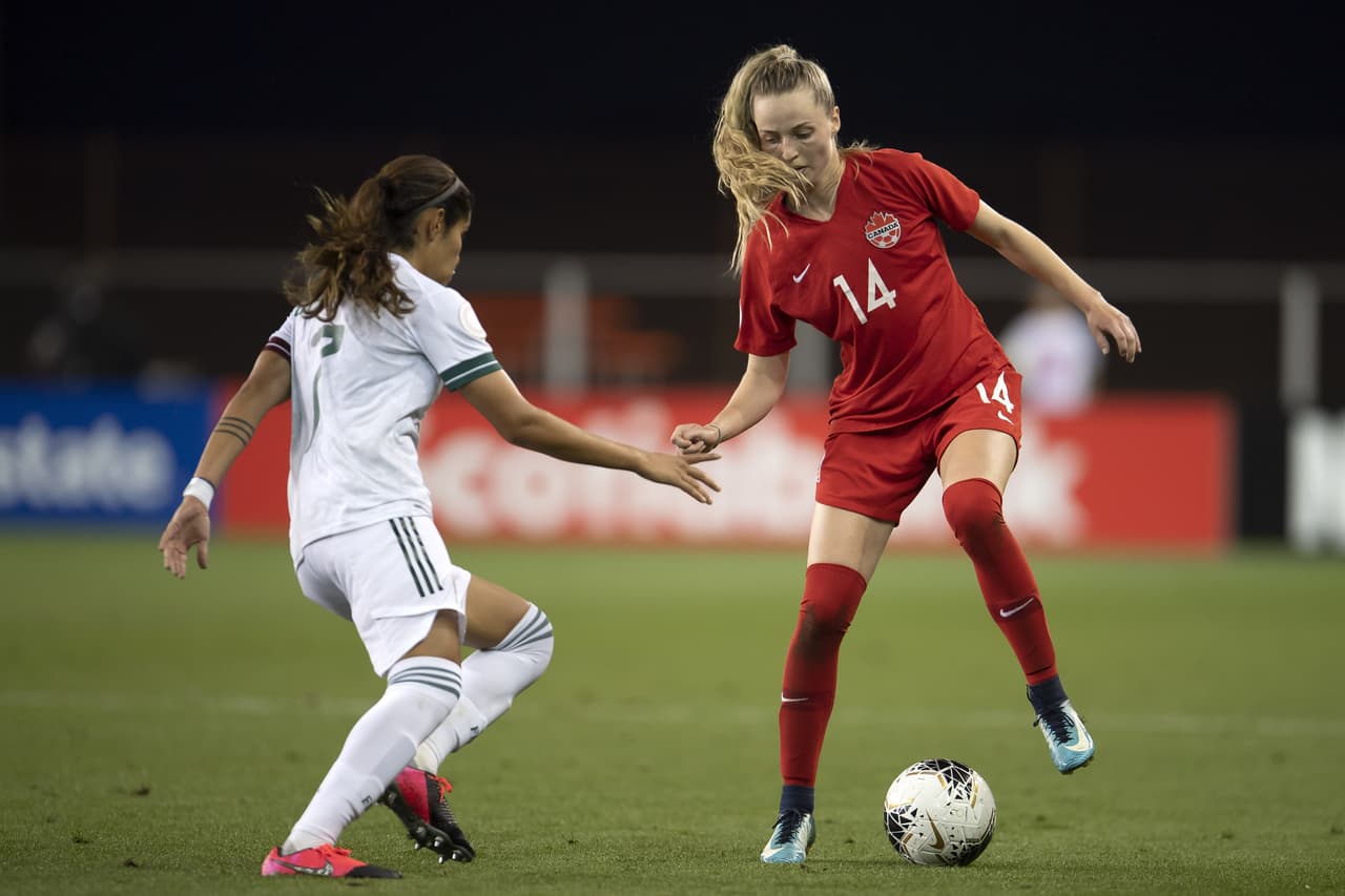 Con goles de Christine Sinclair y Shelina Zardorsky, Canadá le gana a México y asegura el liderato del grupo B.