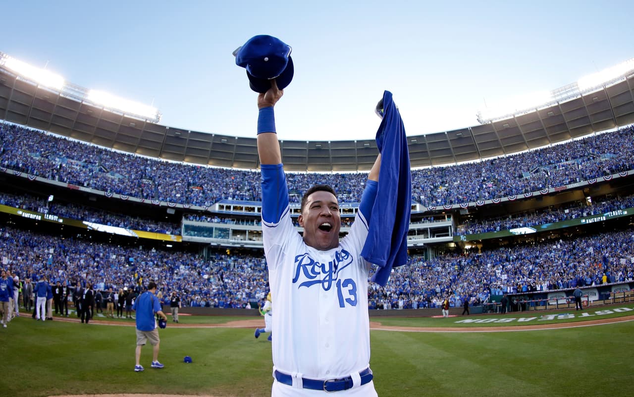 Los Kansas City Royals llegaron a postemporada por Wild Card game y arrasaron, fueron el primer equipo en la historia de la Liga en ganar ocho partidos de postemporada. Perdieron contra San Francisco Giants en 2014.