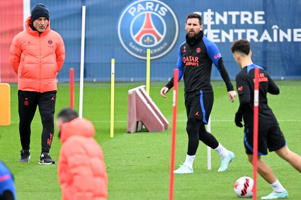 Christophe Galtier y Lionel Messi en el PSG