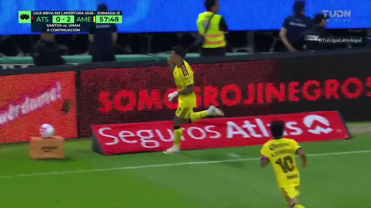 ¡Ya es goleada! Contragolpe fulminante del América que culmina Rayito para el 0-3 ante el Atlas