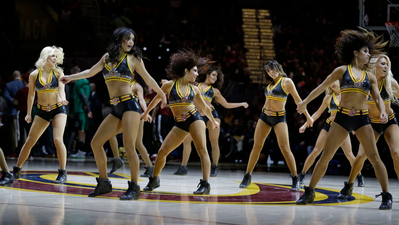 The Cleveland Cavaliers cheerleaders perform in the first half of an NBA basketball game between the Boston Celtics and the Cleveland Cavaliers, Thursday, Dec. 29, 2016, in Cleveland. (AP Photo/Tony Dejak)