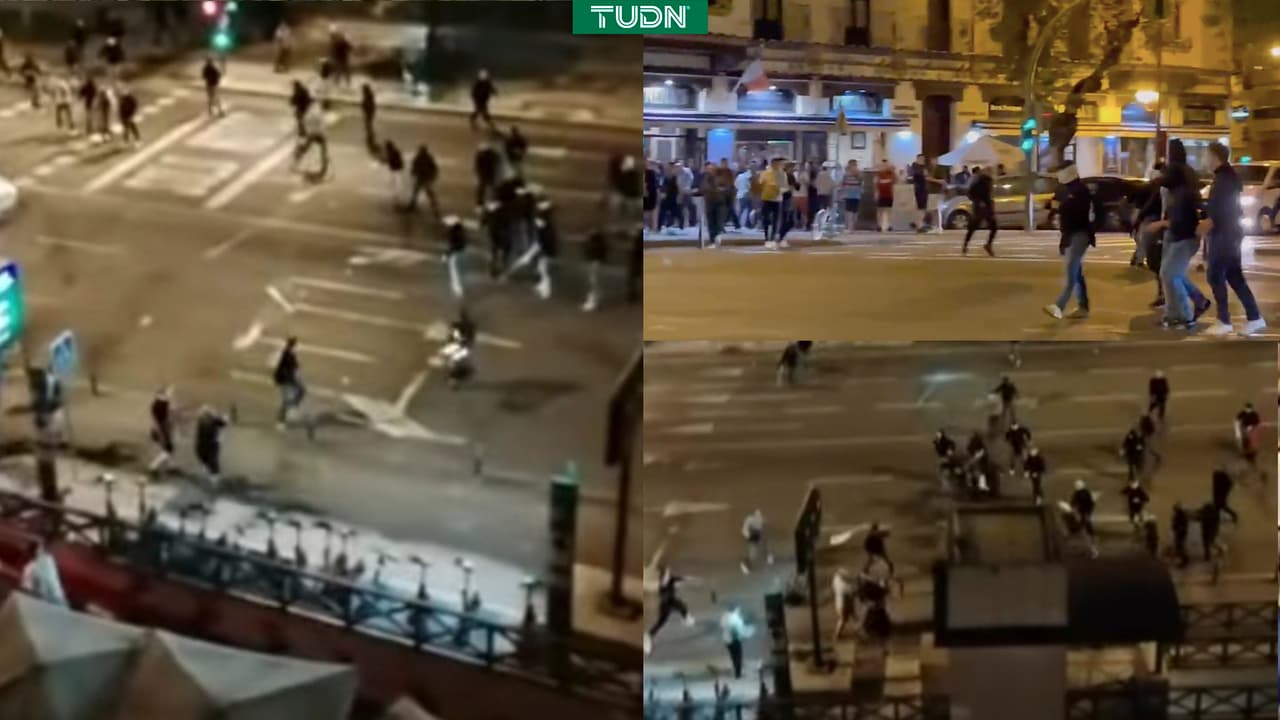 ¡Batalla campal! Ultras de Eintracht y West Ham chocaron en Sevilla