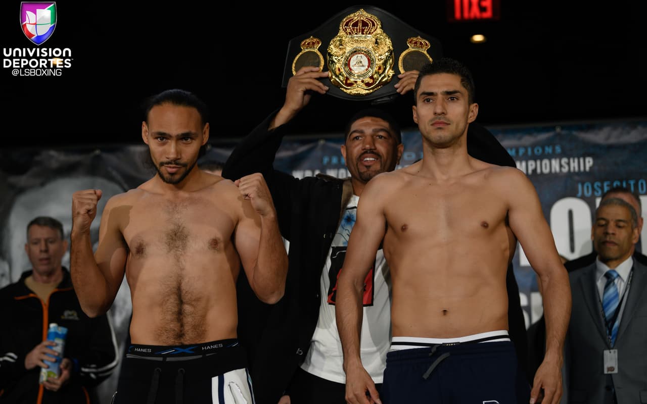 <b>Keith Thurman</b> pesó146.6 libras, mientras
<b> Josesito López</b> marcó 146.5.