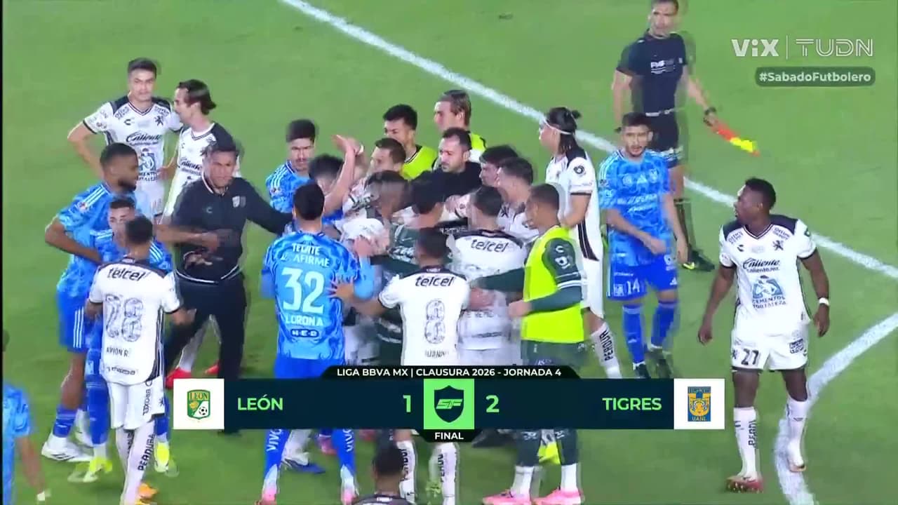 Última hora: Se armó la bronca tras el silbatazo del León 1-2 Tigres