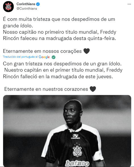 Equipos, futbolistas y exfutbolistas lamentan la muerte del colombiano Freddy Rincón.