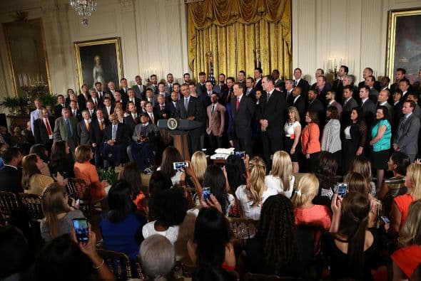 Obama recibió al equipo en la Casa Blanca por tercera vez en cinco años.
