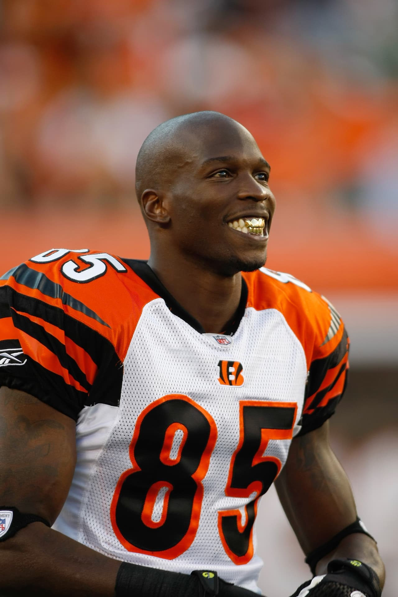 CINCINNATI, OH - AUGUST 17: Wide receiver Chad Johnson #85 of the Cincinnati Bengals watches the action from the sidelines against the Detroit Lions at Paul Brown Stadium on August 17, 2008 in Cincinnati, Ohio. The Lions defeated the Bengals 27-10. (AP Photo/Scott Boehm)