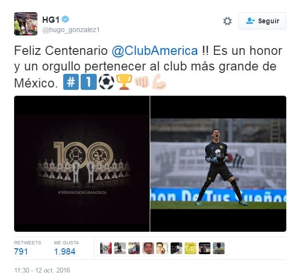 América cumple 100 años de existencia, por lo que diferentes equipos y personajes del medio futbolístico felicitaron a la institución. 
<br>