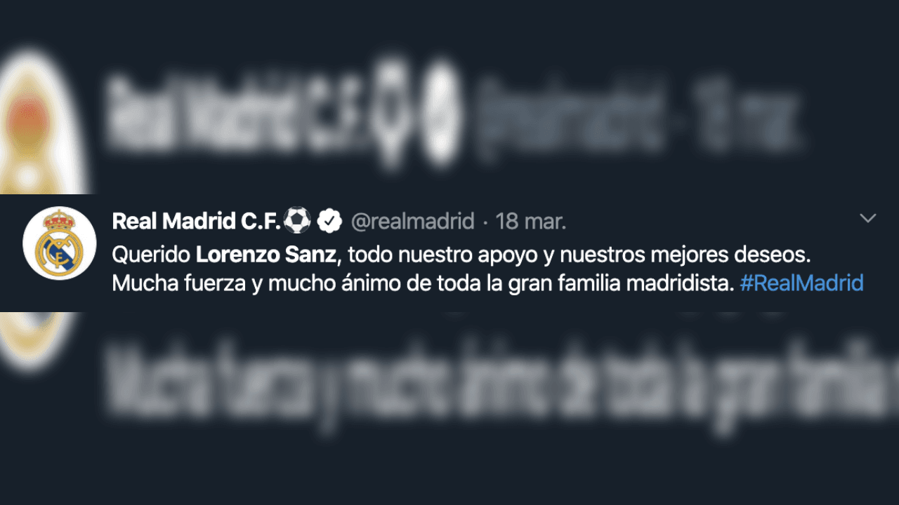 El madridismo reacciona y otorga sus condolencias a Lorenzo Sanz, quien falleció con 76 años a causa del coronavirus.