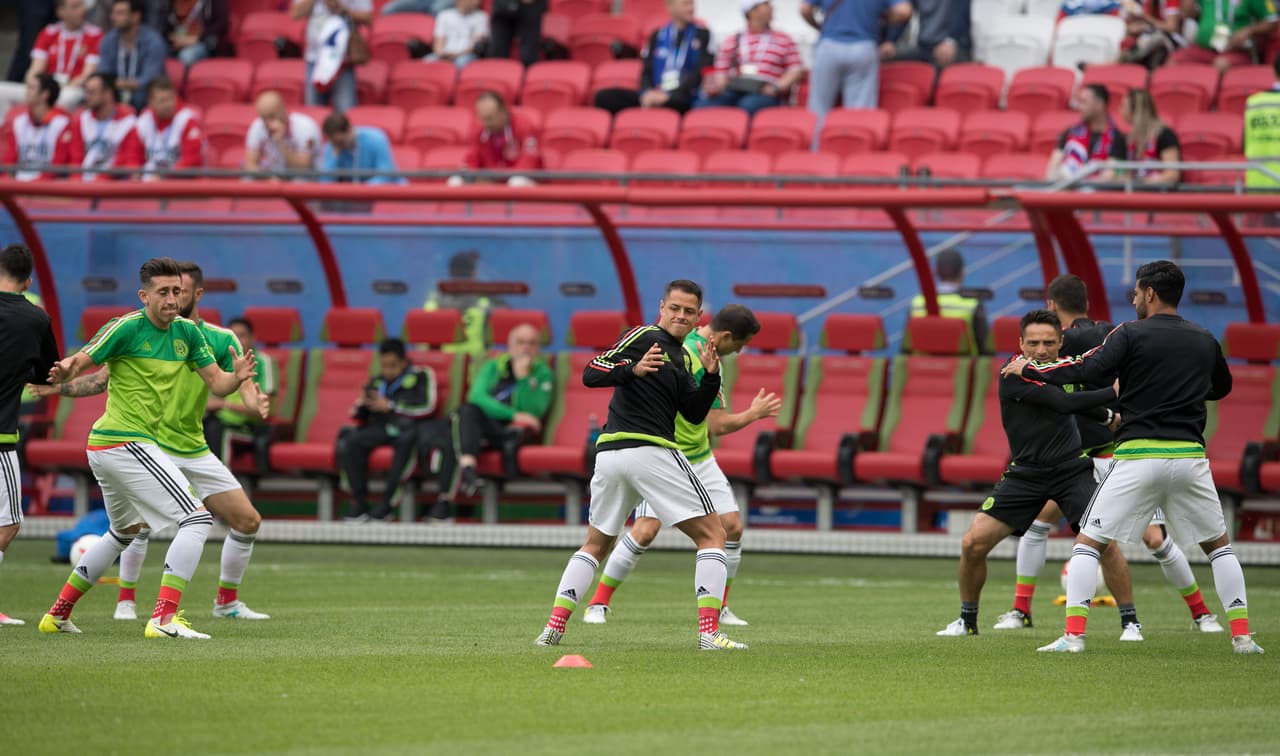 Una hora antes del inicio del juego, los nuestros realizaron movimientos de calentamiento en la cancha del Kazan Arena