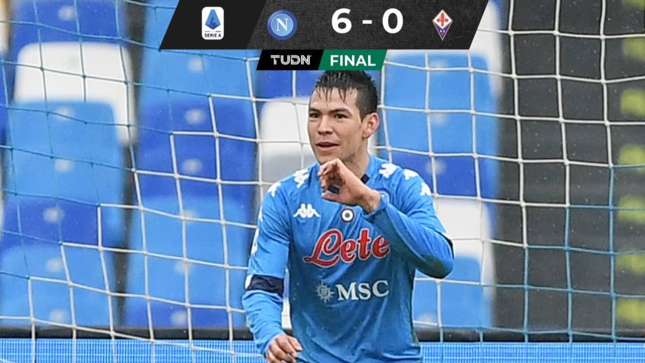 Hirving Lozano anota en la goleada del Napoli sobre la Fiorentina 
