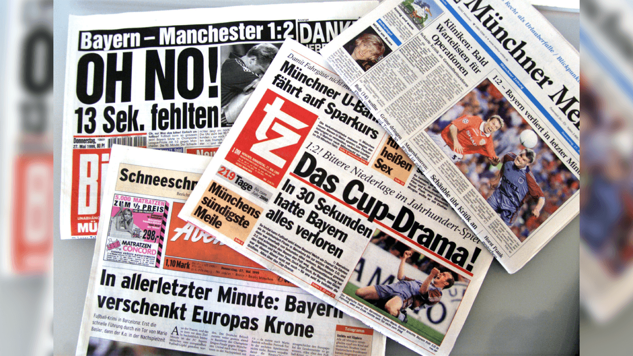 <b>La prensa acabó con el Múnich</b>
<br>Si fue muy complejo superar la derrota para el equipo alemán, los diarios en dicho país atacaron con todo al conjunto dirigido en aquel entonces por Ottmar Hitzfeld, pues la épica remontada quedará para la historia.