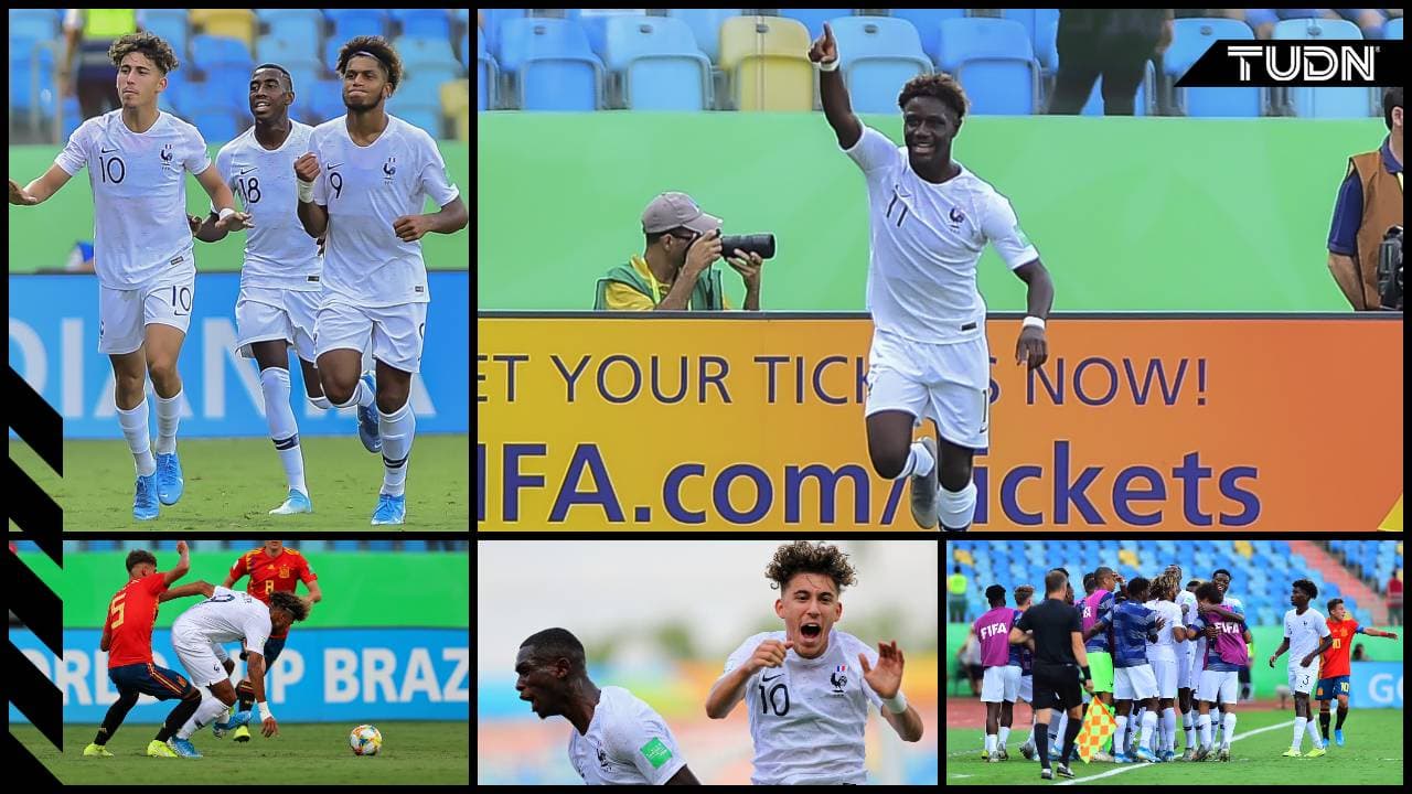 España 1-6 Francia. Valera abrió el marcador por La Roja; Kouassi, Mbuku , Lihadji, Pembele, Rutter y Aouchiche anotaron para los galos.