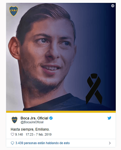 Para el club Boca Juniors tampoco pasó desapercibida la noticia y mandó sus condolencias a través de sus redes sociales.