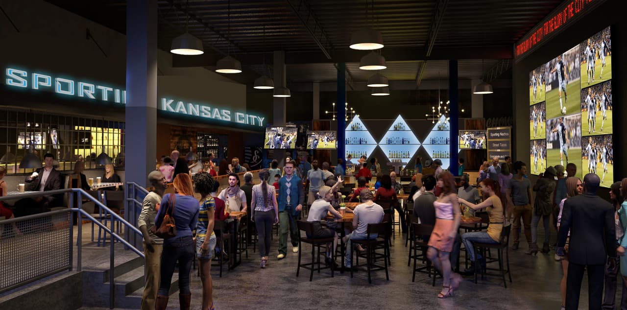 Un render del bar del Sporting Kansas City.