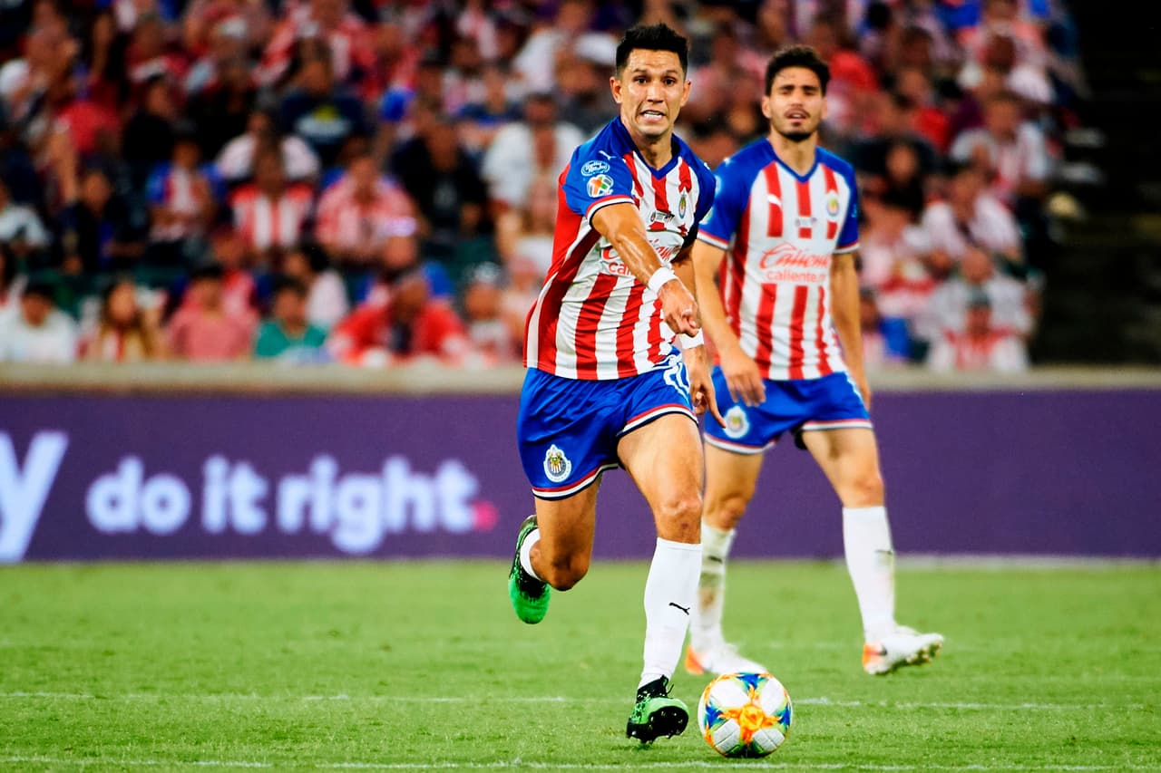 Guadalajara's Jesus Molina controls the ball during the International Champions Cup football match between Chivas de Guadalajara and Atletico de Madrid at Globe Life Park in Arlington, Texas on July 23, 2019. (Photo by Cooper NEILL / AFP) (Photo credit should read COOPER NEILL/AFP/Getty Images)