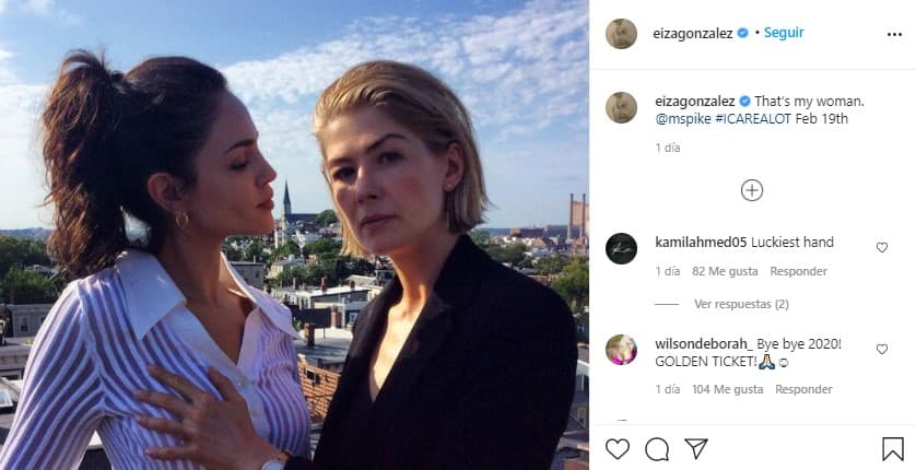 Al pie de la foto, Eiza escribió “That’s my woman. @mspike #ICAREALOT Feb 19th”.