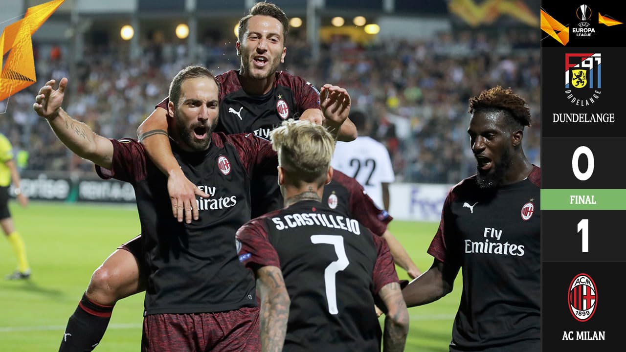 Milan muestra mínima superioridad para ganarle al Dundelange en la Europa League