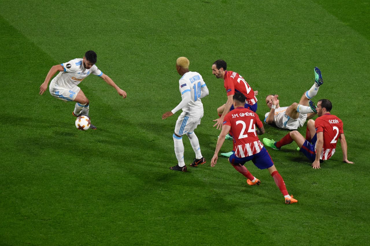 Atlético de Madrid se defendió a capa y espada ante la arremetida de Marsella.