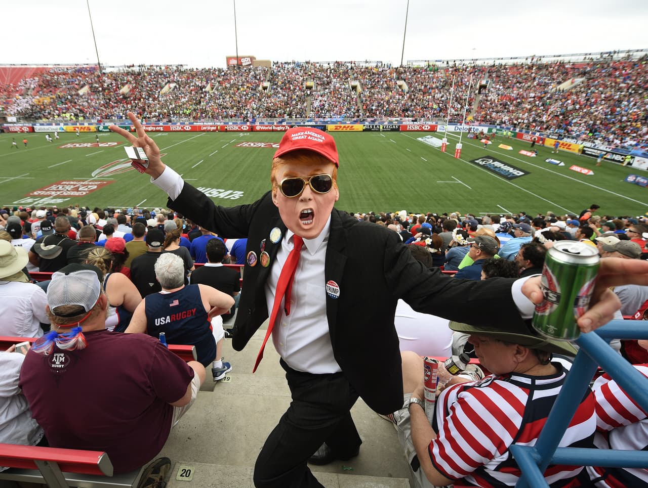 En el torneo de Rugby Siete masculino en Estados Unidos apareció también un Trump, en marzo, cuando se hizo grande entre los republicanos y daba pasos gigantes hacia la presidencia.