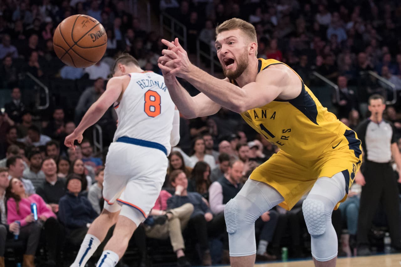 El lituano Domantas Sabonis también tuvo un doble-doble (22 puntos y 15 rebotes) para la victoria de Indiana Pacers 121-106 sobre los New York Knicks.